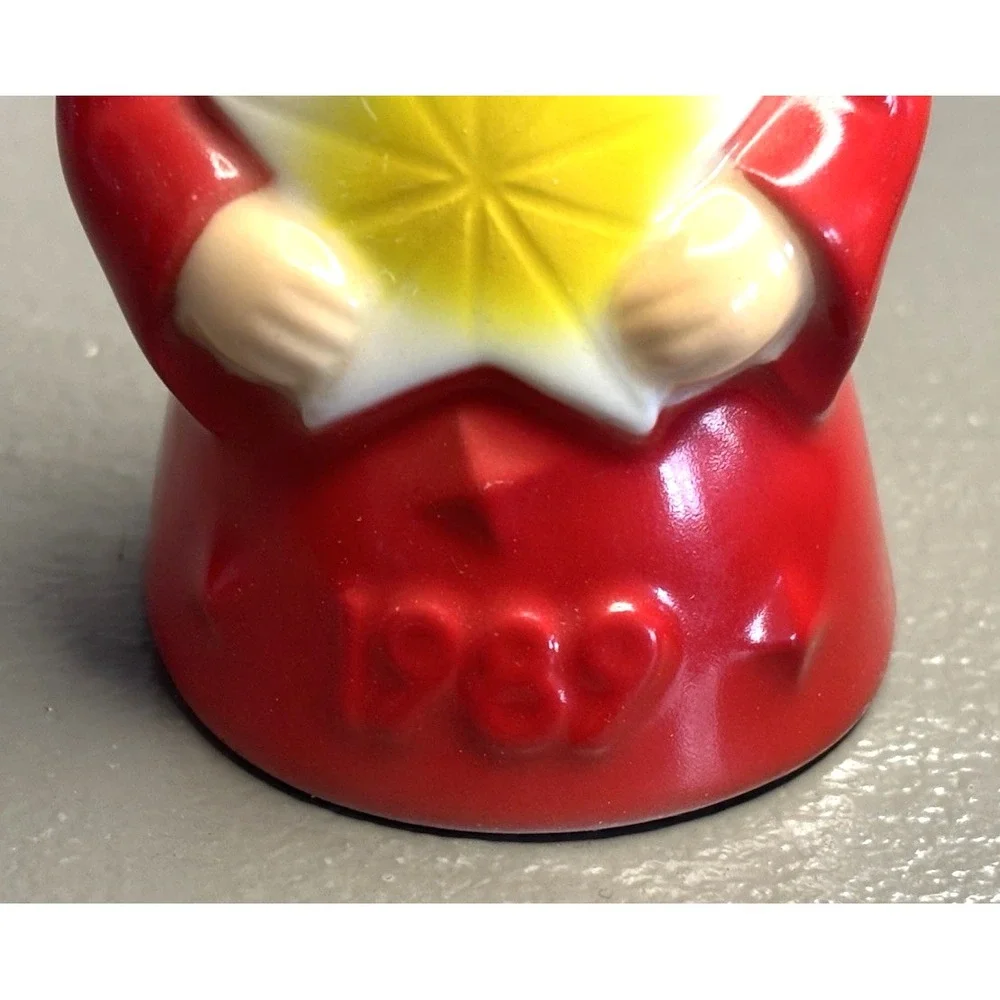 Vintage 1989 Goebel Angel Bell with Star Christmas Tree Ornament Red Dress